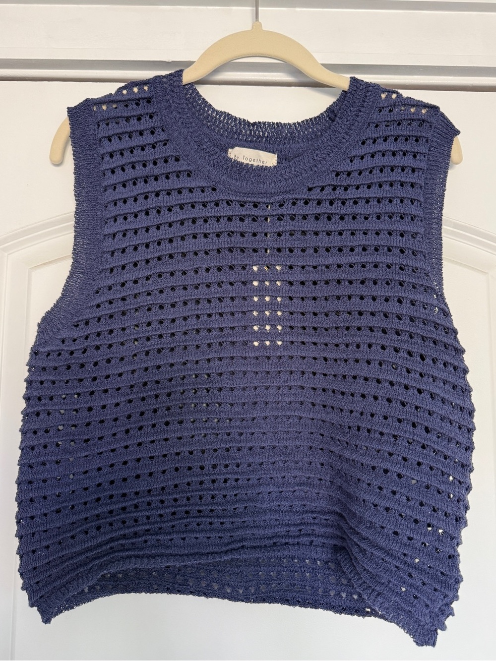 By Together Open Knit Sweater Tank Sleeveless Navy Blue NWT Small